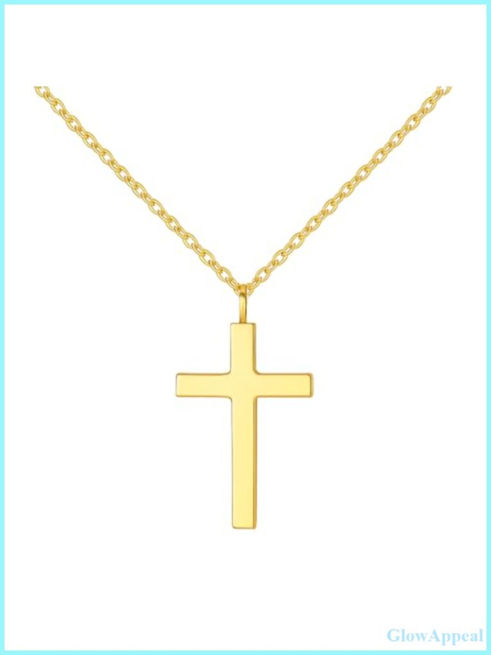 14K Gold Plated Cross Necklace 18in Womens Minimalist Chain Jewelry